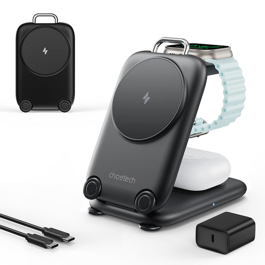 Choetech 3-in-1 15W Travel Wireless Charger Stand