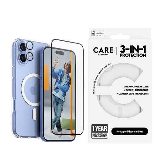 CARE by PanzerGlass® Flagship 3-in-1 Bundle for iPhone 16 Series