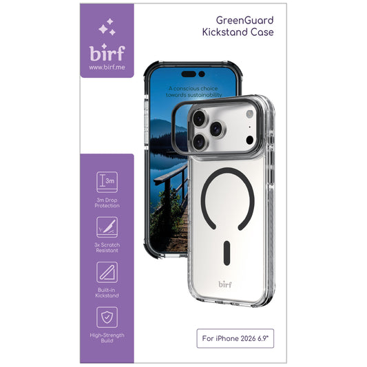 Birf GreenGuard Kickstand Clear Case for iPhone 18 Series