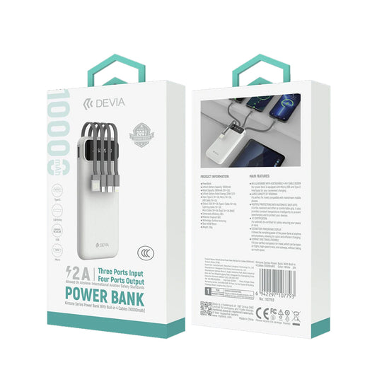 DEVIA Kintone Series Powerbank With Built-in 4 Cables (10000mAh)