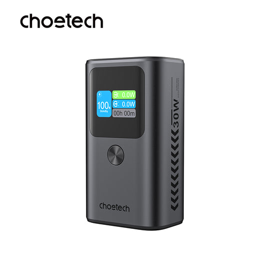 Choetech 10,000mAh PD30W 3Ports & TFT Display Power Bank