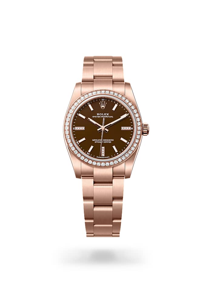 Rolex Oyster Perpetual 34 124245RBR-0001 - Oyster, 34 mm, Everose gold and diamonds