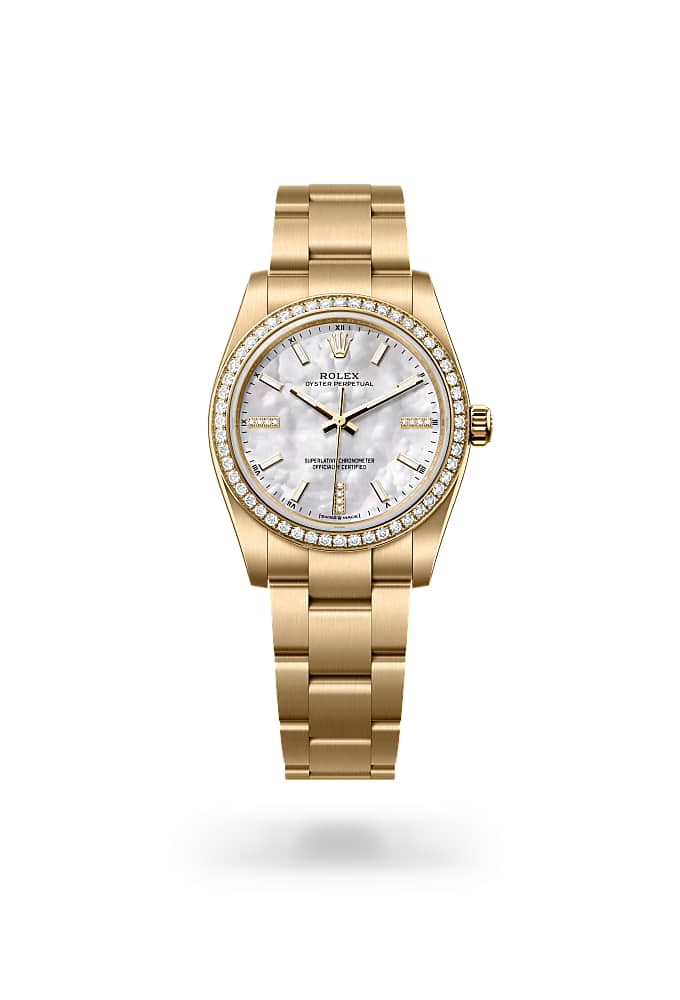 Rolex Oyster Perpetual 34 124248RBR-0001 - Oyster, 34 mm, yellow gold and diamonds
