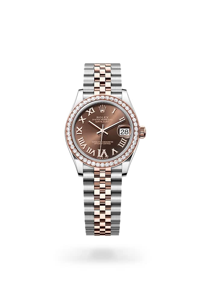 Rolex Datejust 31 278381RBR-0006 - Oyster, 31 mm, Oystersteel, Everose gold and diamonds
