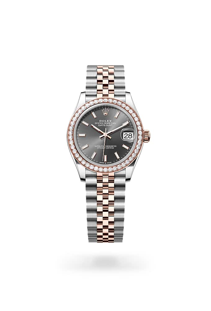 Rolex Datejust 31 278381RBR-0018 - Oyster, 31 mm, Oystersteel, Everose gold and diamonds