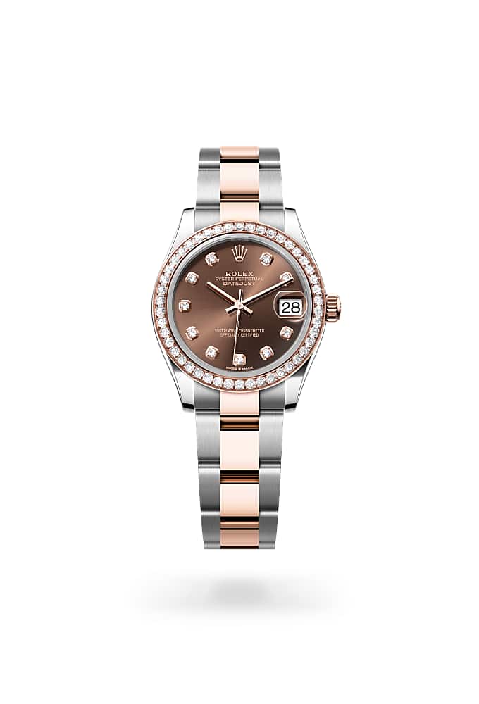 Rolex Datejust 31 278381RBR-0027 - Oyster, 31 mm, Oystersteel, Everose gold and diamonds