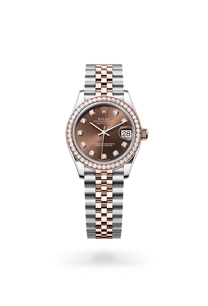 Rolex Datejust 31 278381RBR-0028 - Oyster, 31 mm, Oystersteel, Everose gold and diamonds
