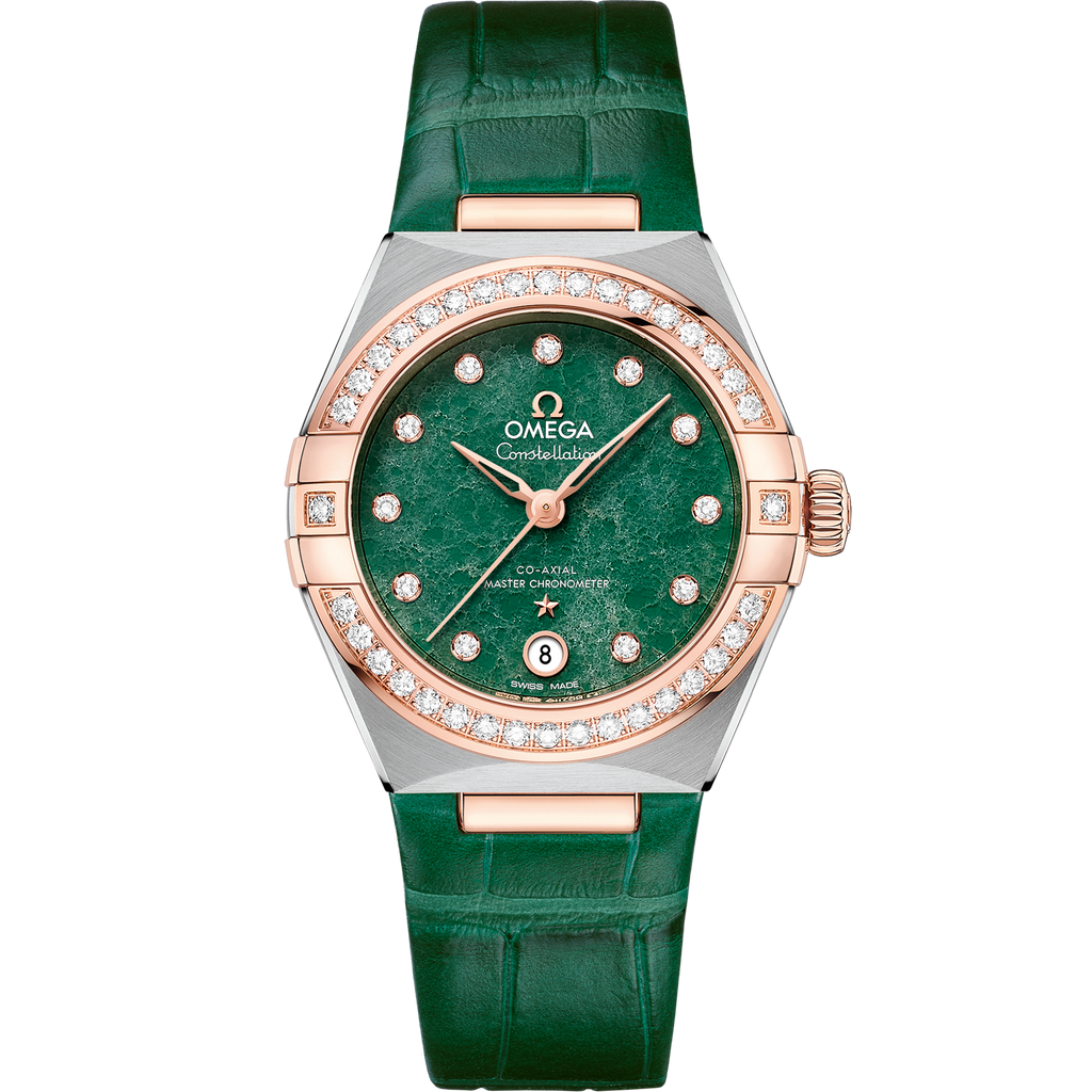 Constellation 29 mm, steel - Sedna™ gold on leather strap - 13128292099001 - View 1