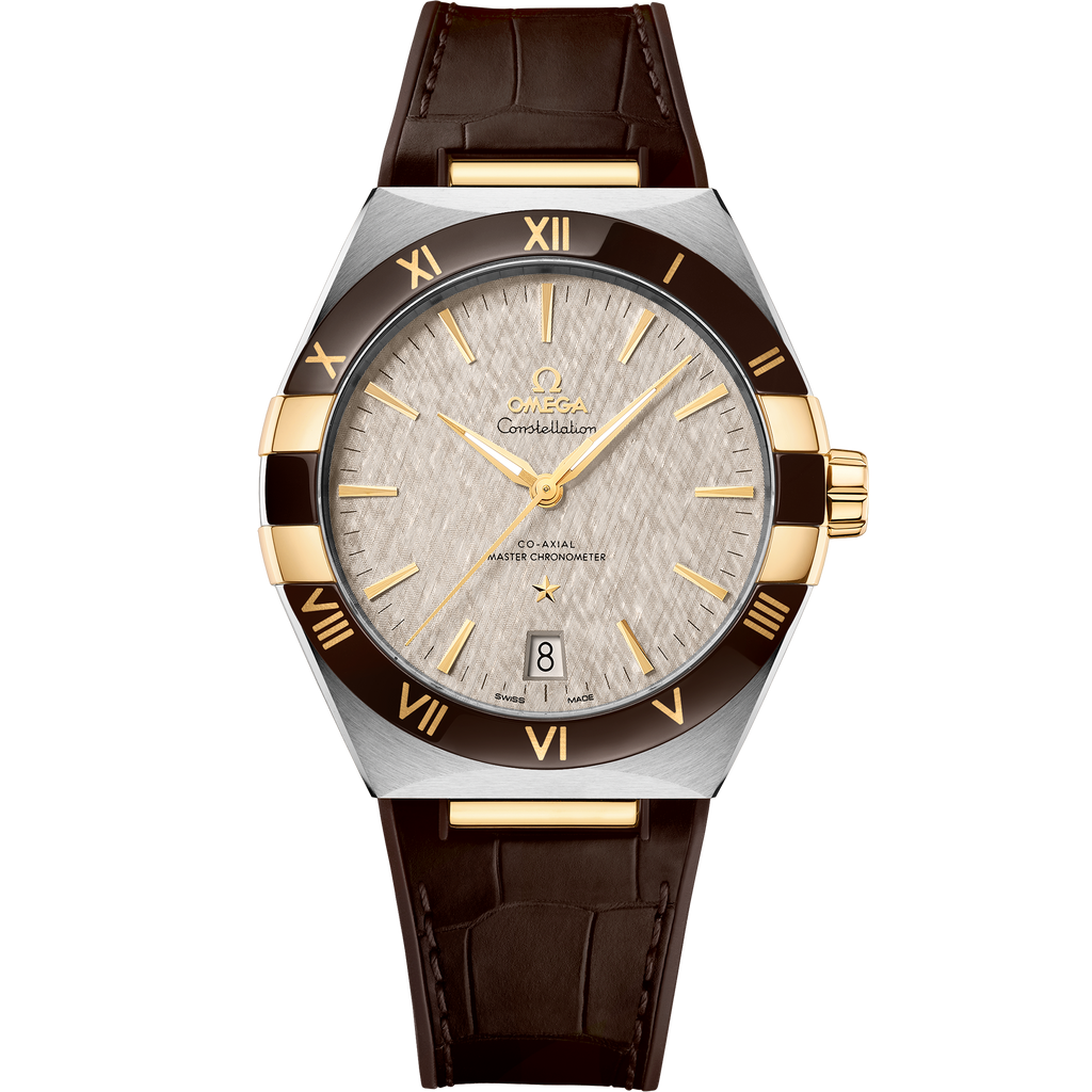 Constellation 41 mm, steel - yellow gold on leather strap - 13123412106002 - View 1