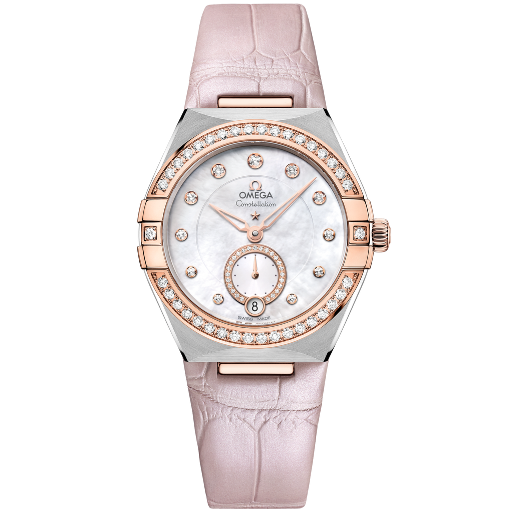 Constellation 34 mm, steel - Sedna™ gold on leather strap - 13128342055001 - View 1