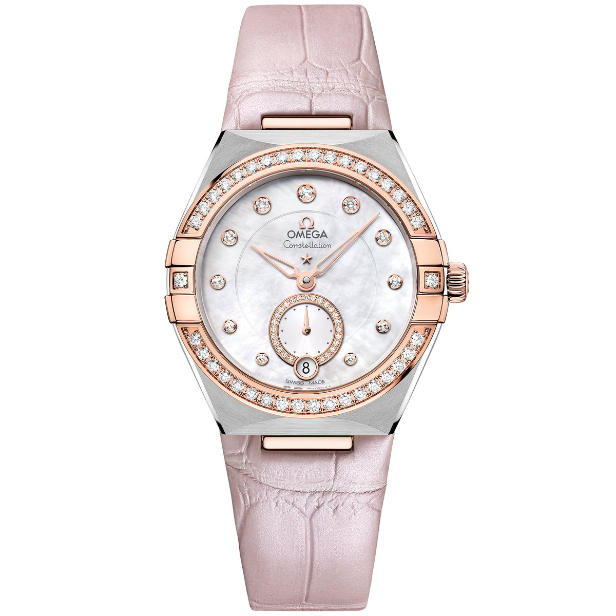 Constellation 34 mm, steel - Sedna™ gold on leather strap - 13128342055001 - View 1