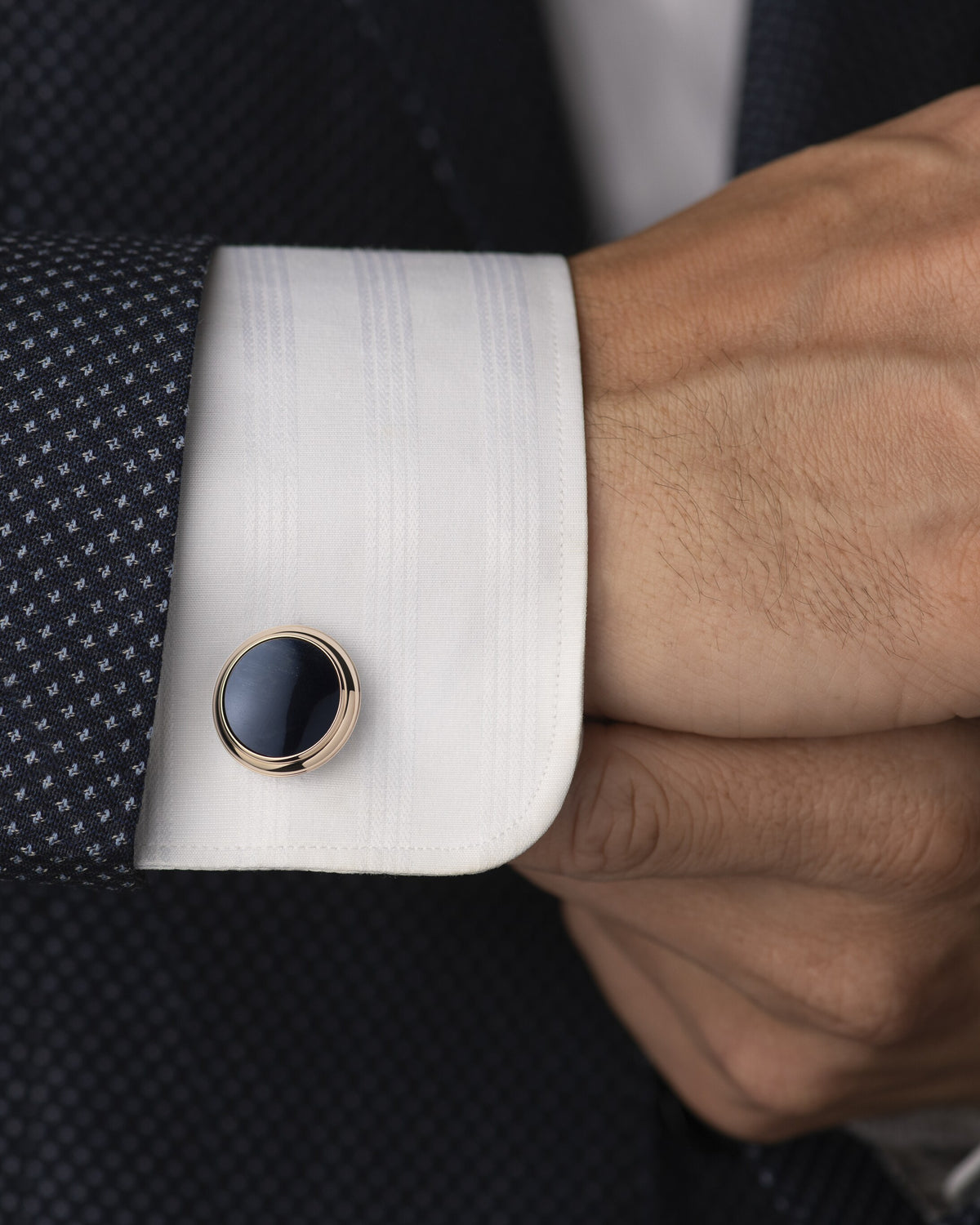De Ville Cufflinks, 18k red gold, eyes of hawk, stainless steel - CA02DG0700105 - View 2