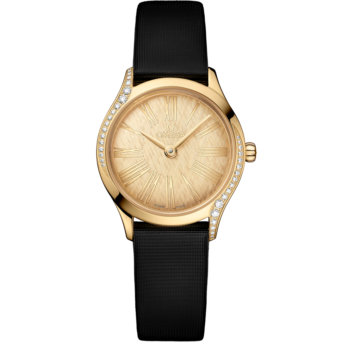 De Ville Mini Trésor 26 mm, Moonshine™ gold on fabric strap - 42857266099001 - View 1