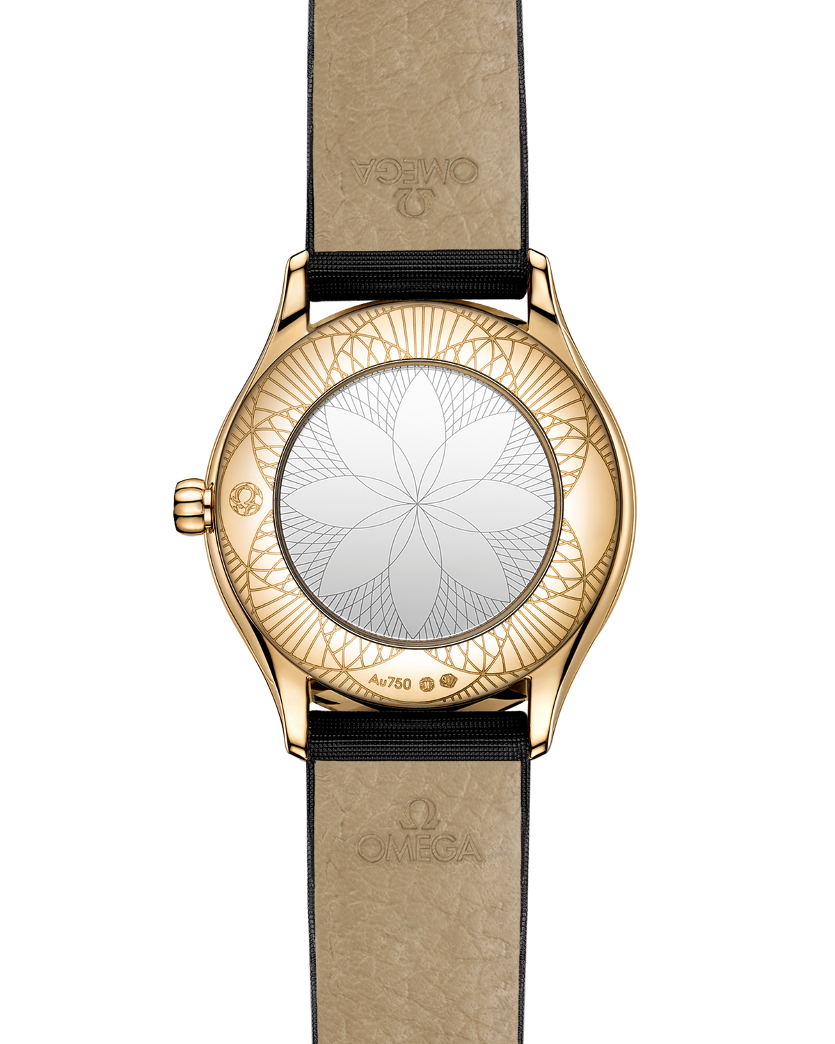 De Ville Mini Trésor 26 mm, Moonshine™ gold on fabric strap - 42857266099001 - View 2