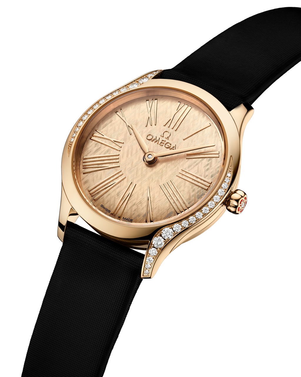 De Ville Mini Trésor 26 mm, Moonshine™ gold on fabric strap - 42857266099001 - View 3