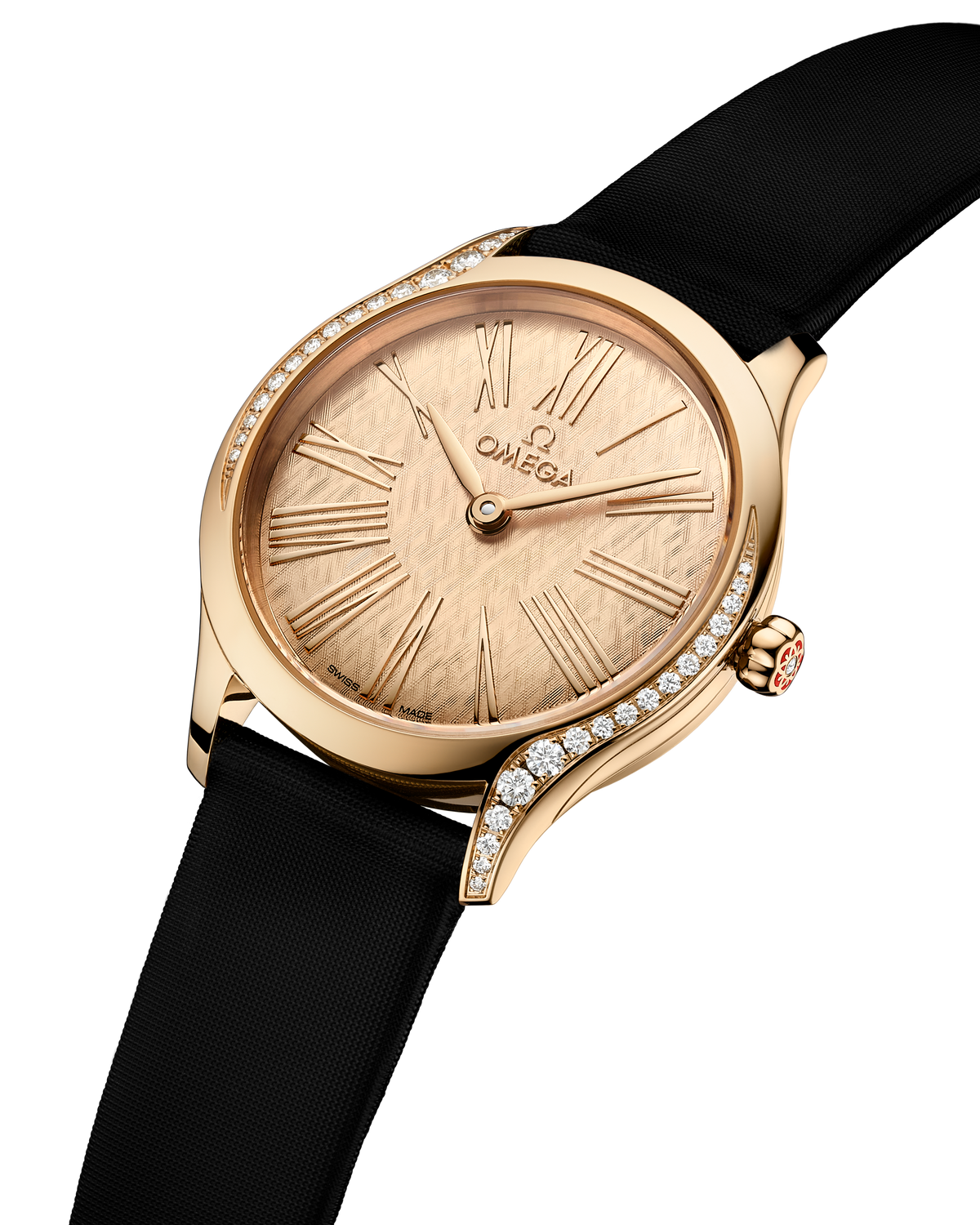 De Ville Mini Trésor 26 mm, Moonshine™ gold on fabric strap - 42857266099001 - View 3