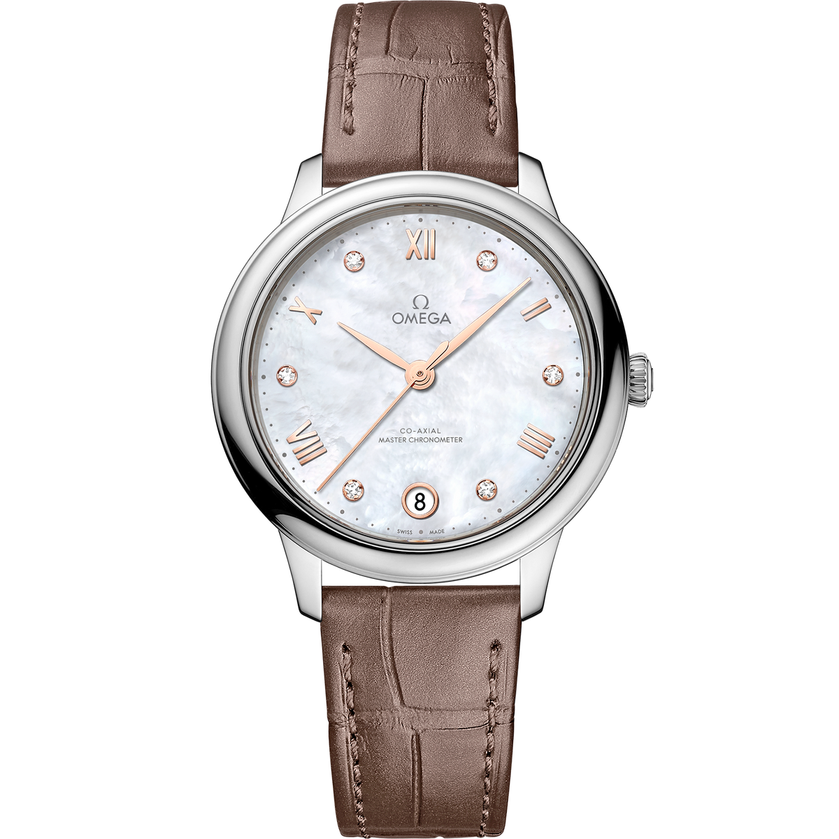 De Ville Prestige 34 mm, steel on leather strap - 43413342055001 - View 1