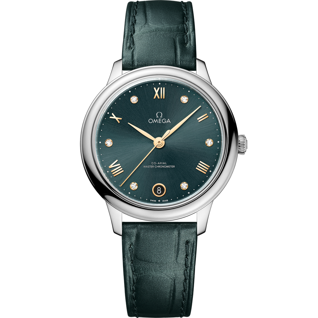 De Ville Prestige 34 mm, steel on leather strap - 43413342060001 - View 1