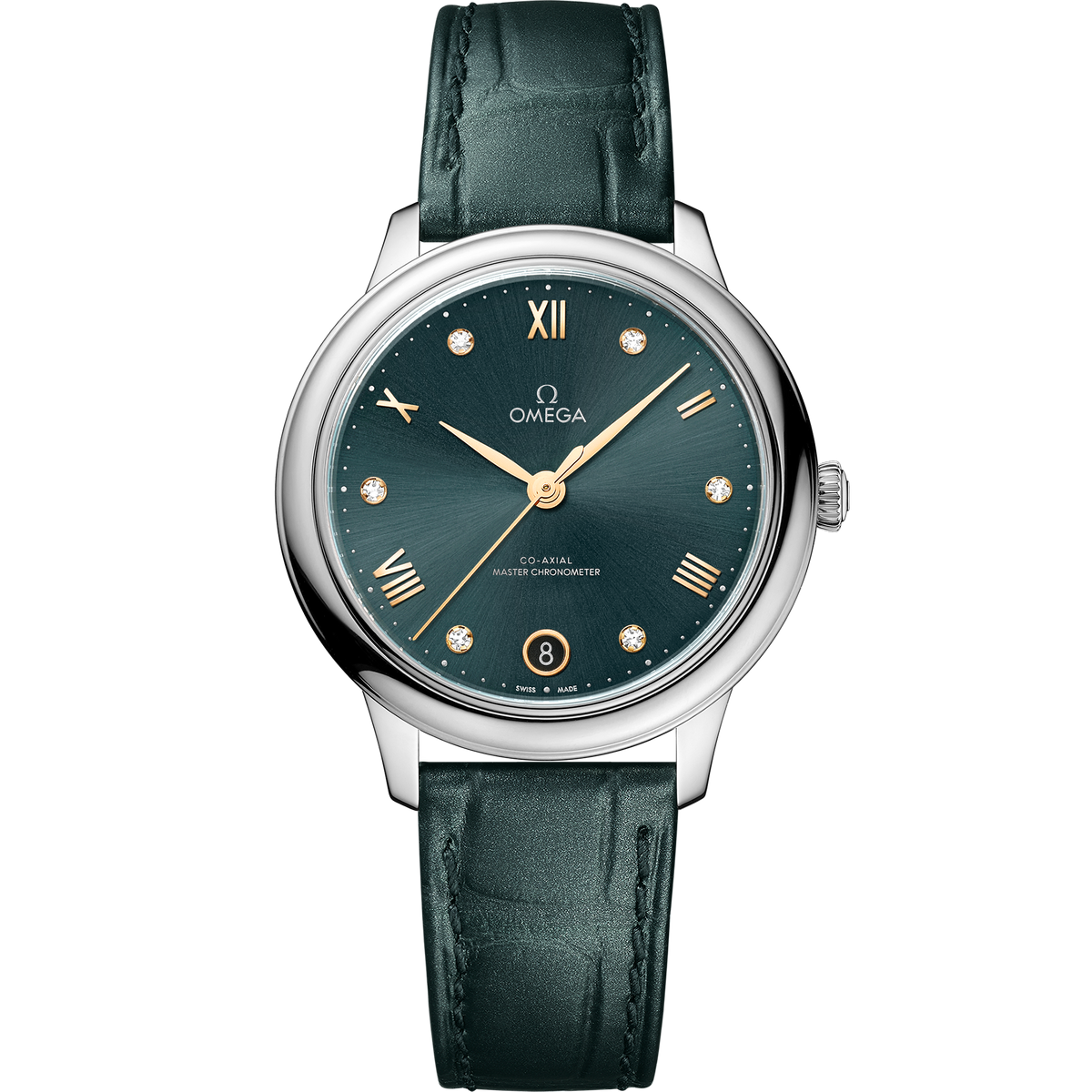 De Ville Prestige 34 mm, steel on leather strap - 43413342060001 - View 1