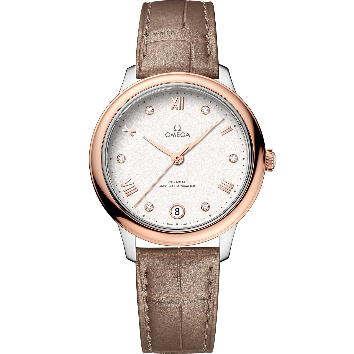 De Ville Prestige 34 mm, steel - Sedna™ gold on leather strap - 43423342052001 - View 1