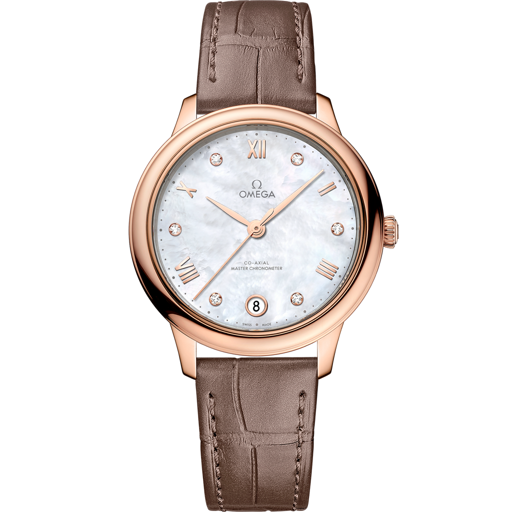 De Ville Prestige 34 mm, Sedna™ gold on leather strap - 43453342055001 - View 1