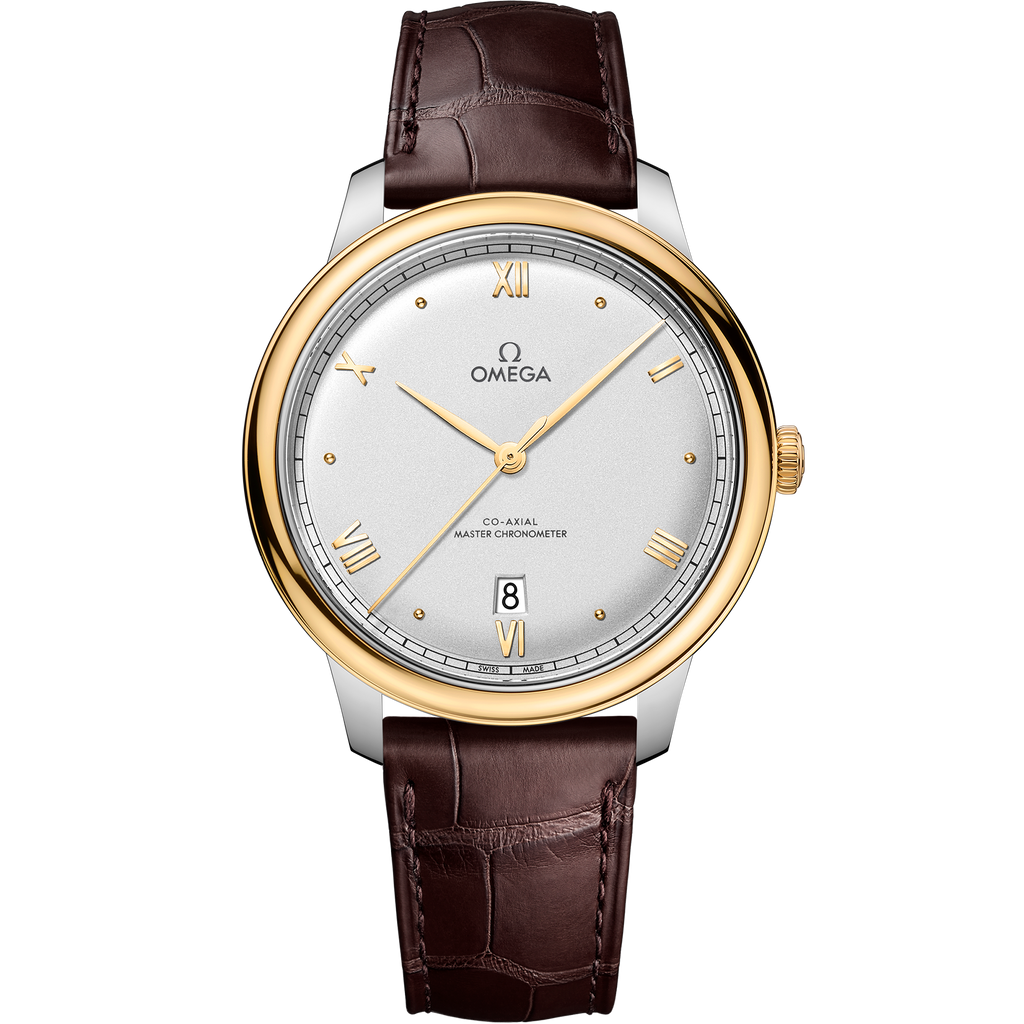 De Ville Prestige 40 mm, steel - yellow gold on leather strap - 43423402002002 - View 1