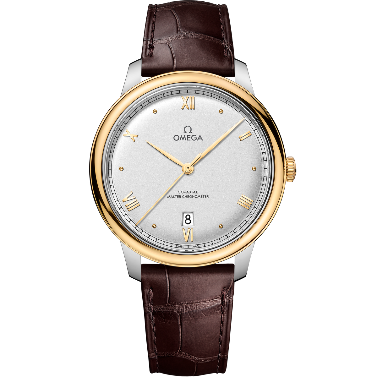 De Ville Prestige 40 mm, steel - yellow gold on leather strap - 43423402002002 - View 1