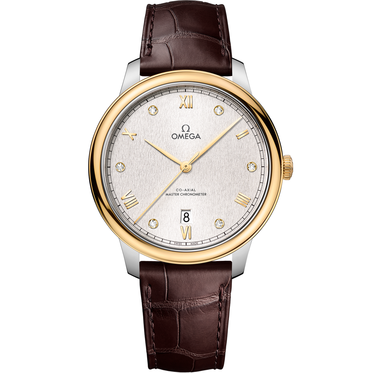 De Ville Prestige 40 mm, steel - yellow gold on leather strap - 43423402052001 - View 1