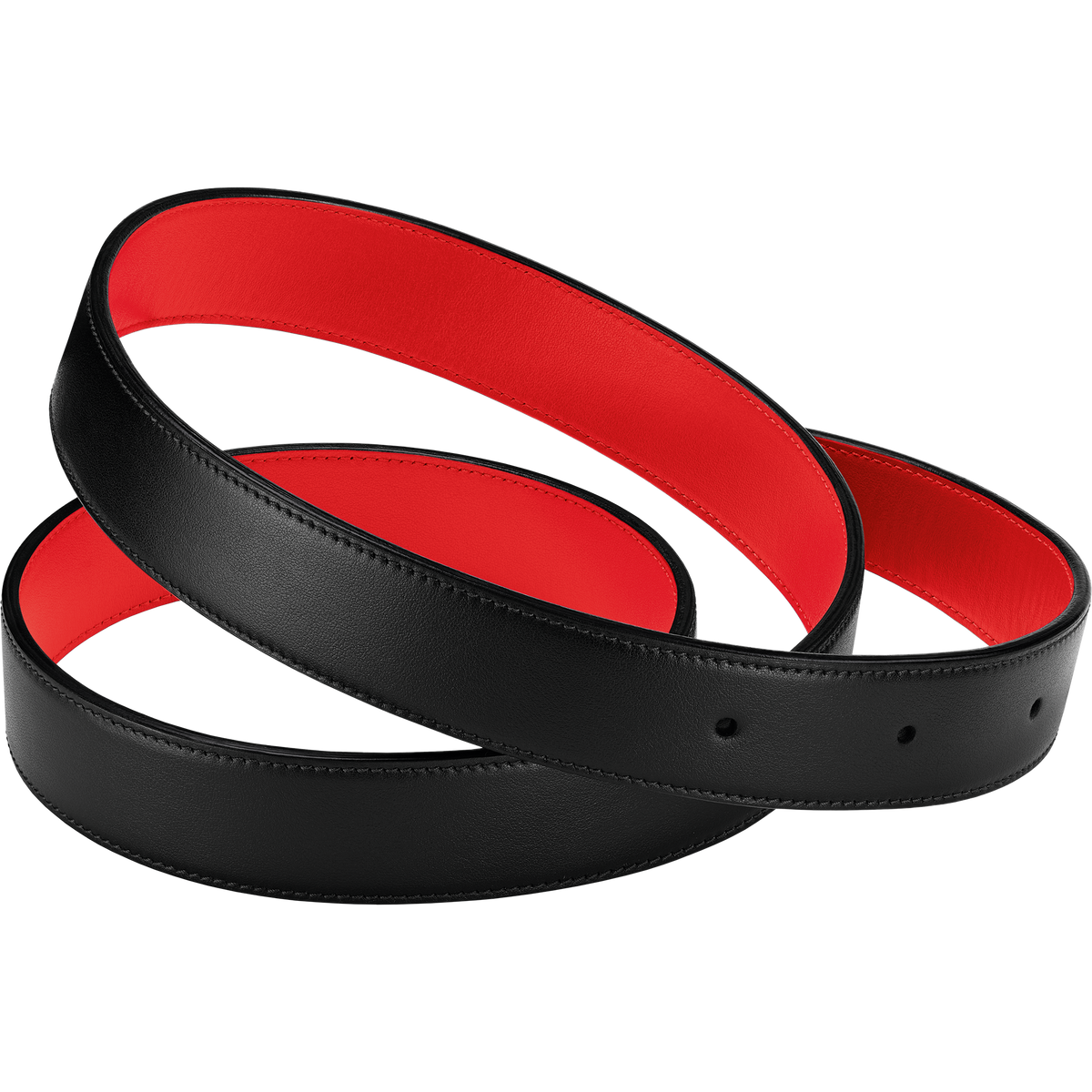 Fine Leather Belt, black / red - 7070910001 - View 1
