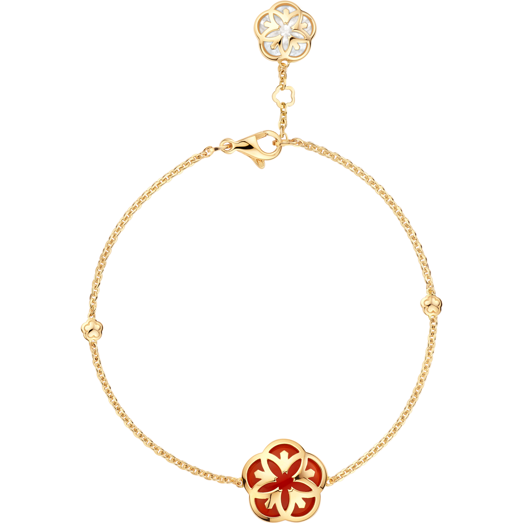 OMEGA Flower Bracelet, 18k yellow gold, carnelian, mother-of-pearl - B603BB0700305 - View 1