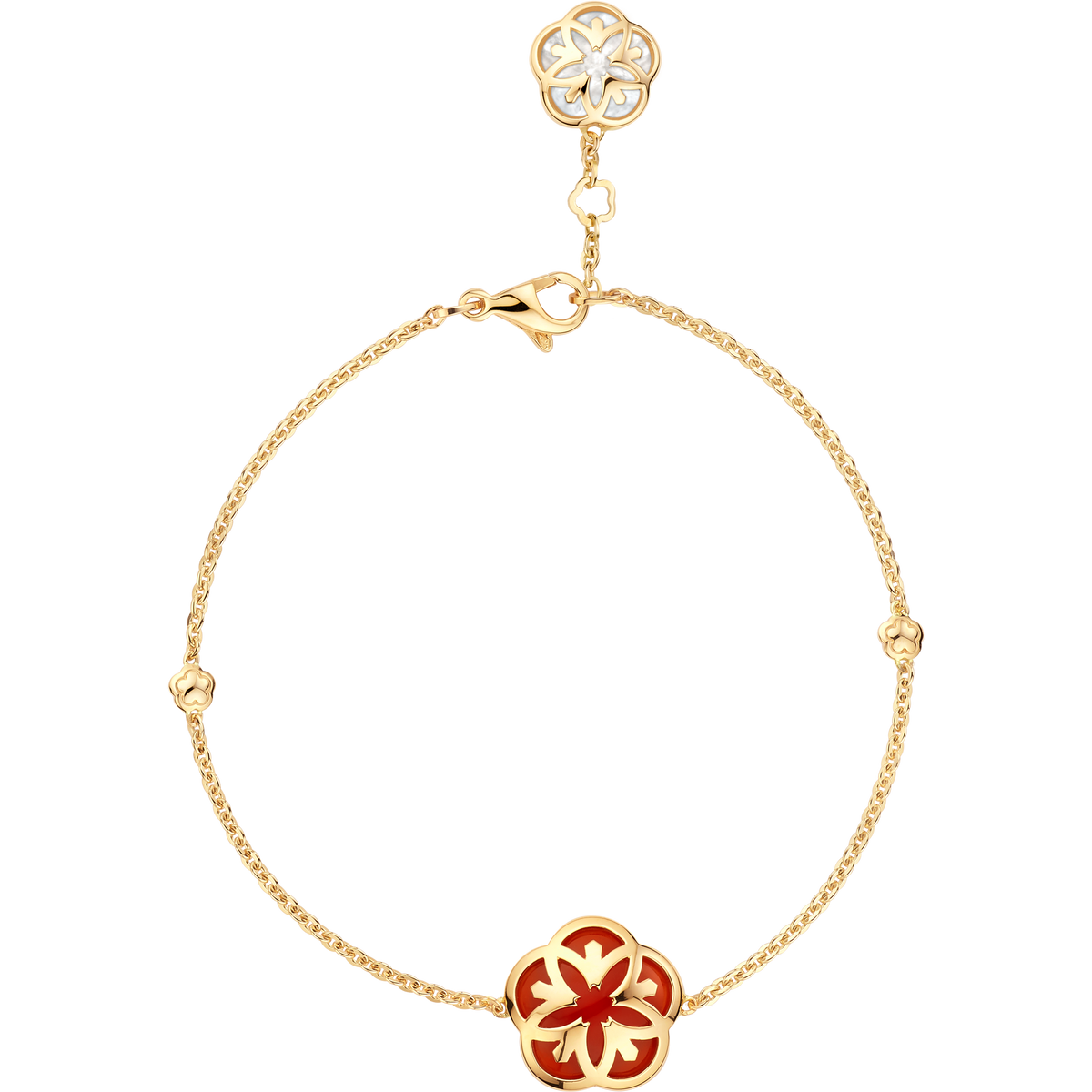 OMEGA Flower Bracelet, 18k yellow gold, carnelian, mother-of-pearl - B603BB0700305 - View 1