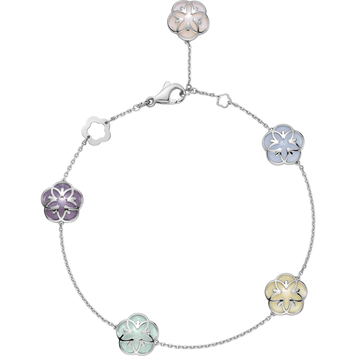 OMEGA Flower Bracelet, 18k white gold, angelite, chalcedony, jade, opale - B603BC0700705 - View 1