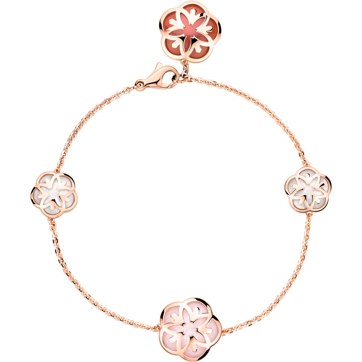 OMEGA Flower Bracelet, 18k red gold, carnelian, mother-of-pearl, opale - B603BG0700505 - View 1