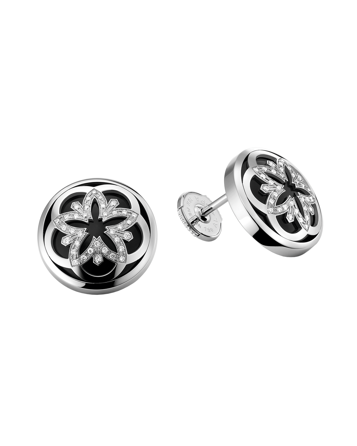 OMEGA Flower Earring, 18k white gold, diamonds, onyx - E54BCA0201502 - View 2