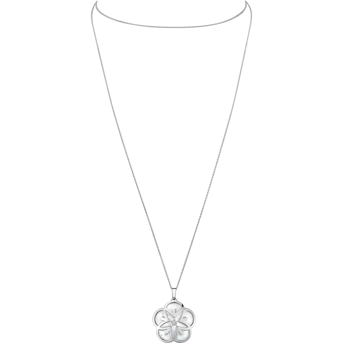 OMEGA Flower Necklace, 18k white gold, diamond, mother-of-pearl - l603bc0400105 - View 1