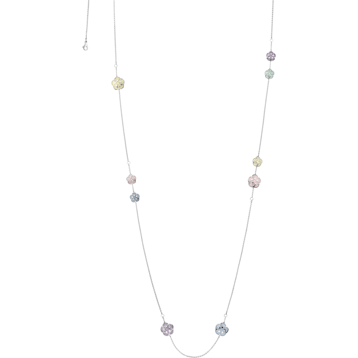 OMEGA Flower Necklace, 18k white gold, angelite, chalcedony, jade, opale - L603BC0700305 - View 1