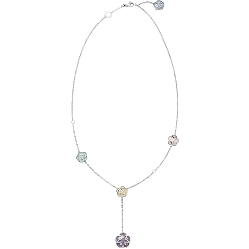 OMEGA Flower Necklace, 18k white gold, angelite, chalcedony, jade, opale - N603BC0700705 - View 1