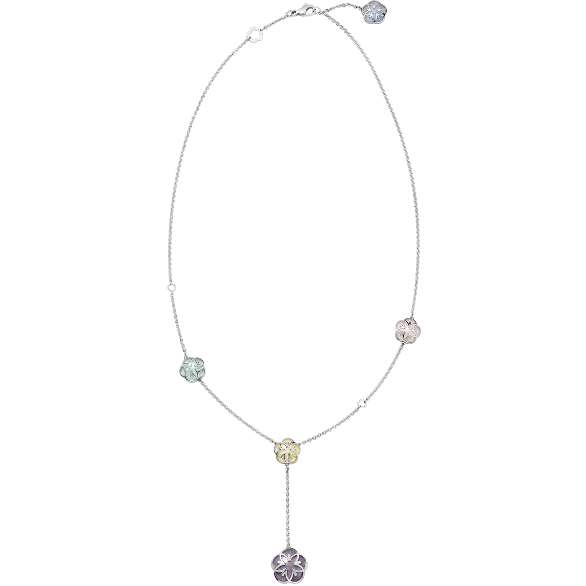 OMEGA Flower Necklace, 18k white gold, angelite, chalcedony, jade, opale - N603BC0700705 - View 1