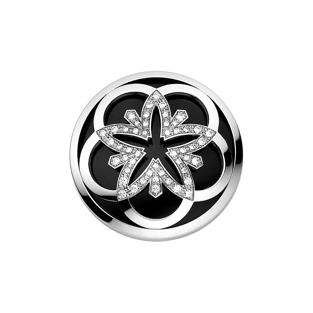 OMEGA Flower Pendant, 18k white gold, diamonds, onyx - P89BCA0201505 - View 1