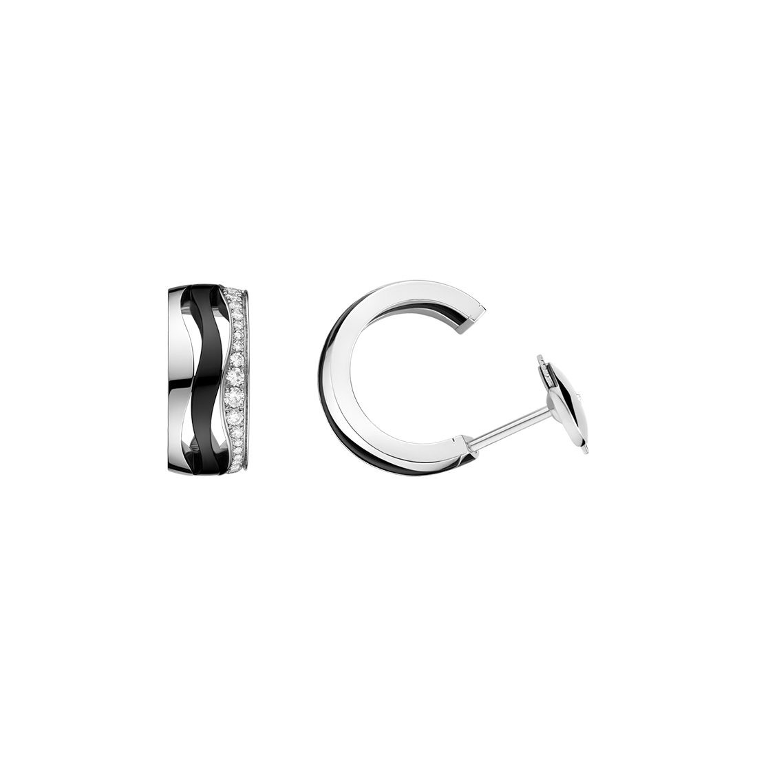 Ladymatic Earring, 18k white gold, ceramic, diamonds - E604CL0100105 - View 1
