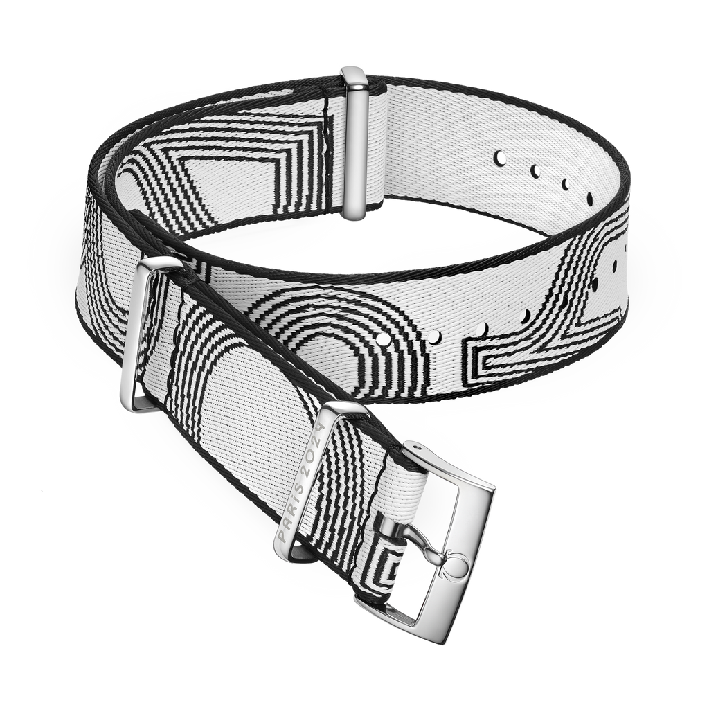 OMEGA NATO strap Polyamide, black and white — 031Z019141W