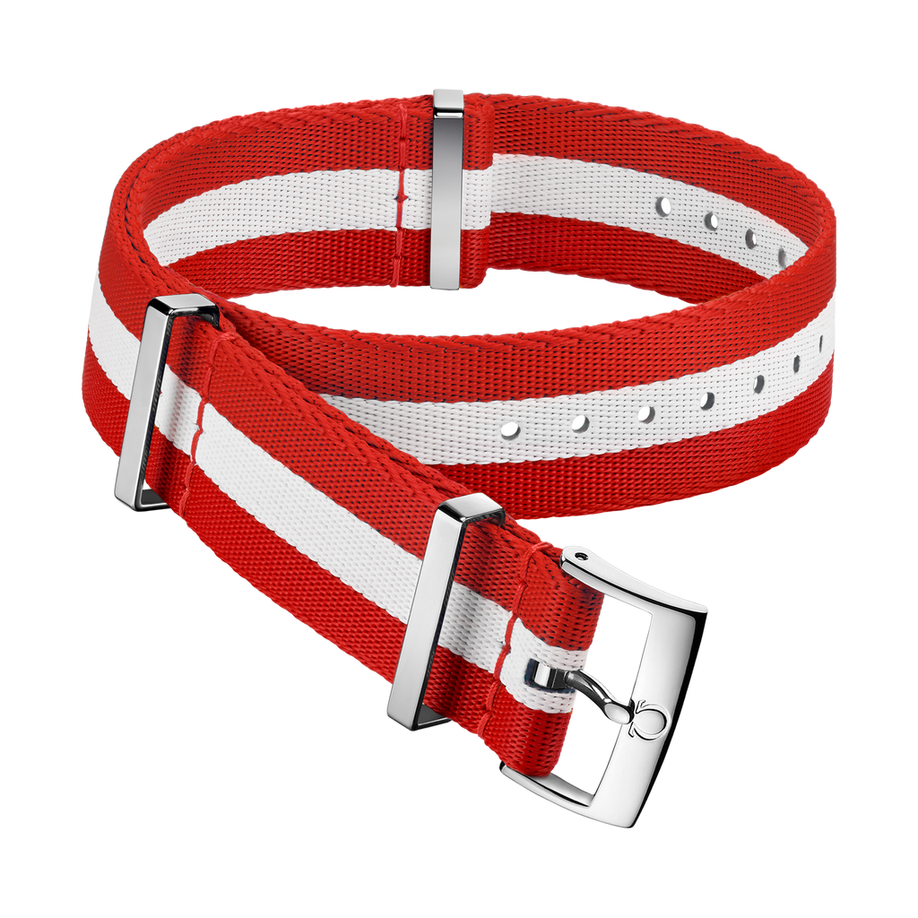 OMEGA NATO strap Polyamide, red and white — 031CWZ010624w