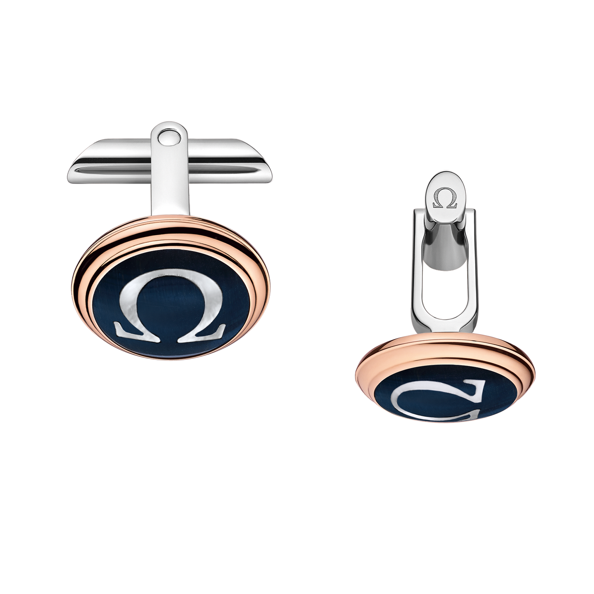 Omegamania Cufflinks, 18k red gold, mother-of-pearl, stainless steel - CA02DG0700305 - View 1