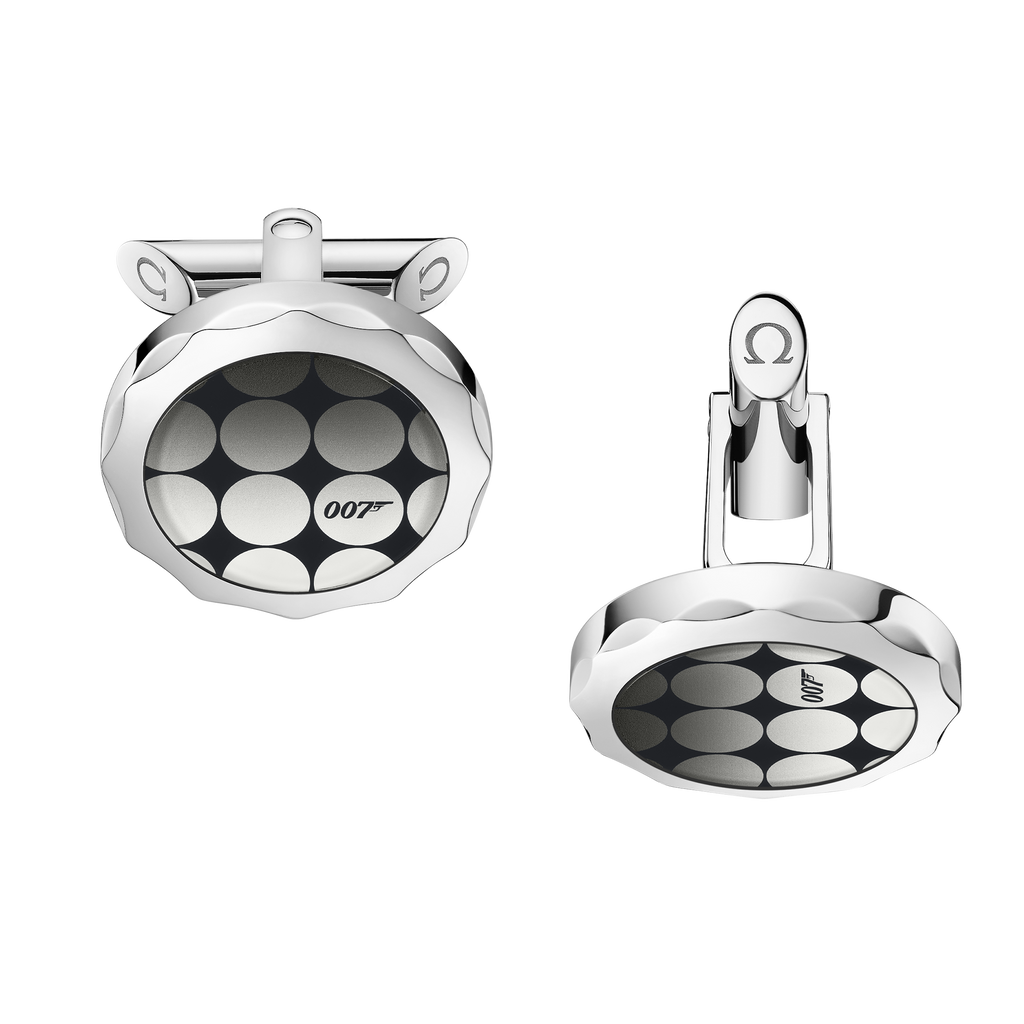 Omegamania Cufflinks, sapphire crystal plates, stainless steel - CA02ST0001605 - View 1