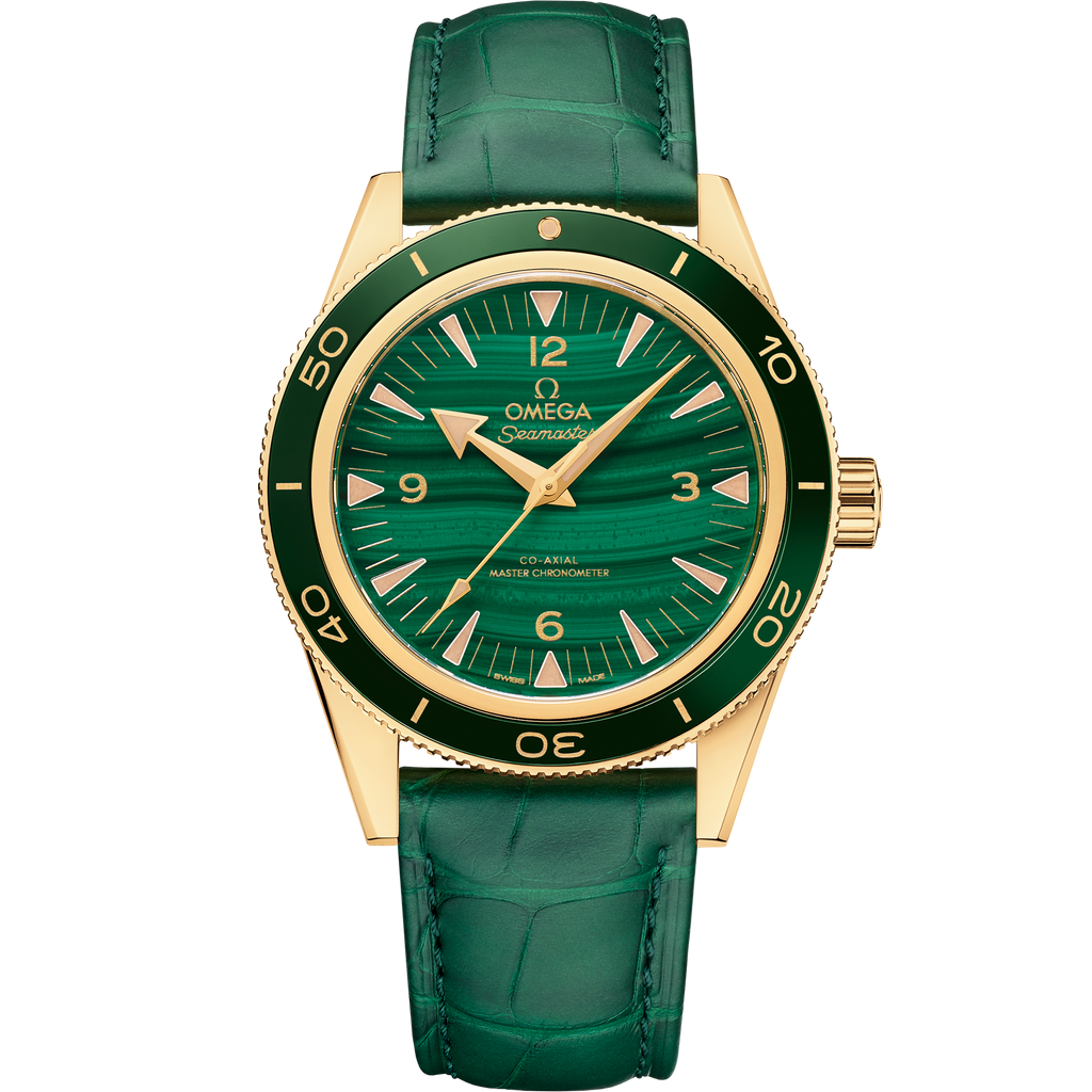 Seamaster 300 41 mm, yellow gold on leather strap - 23463412199001 - View 1