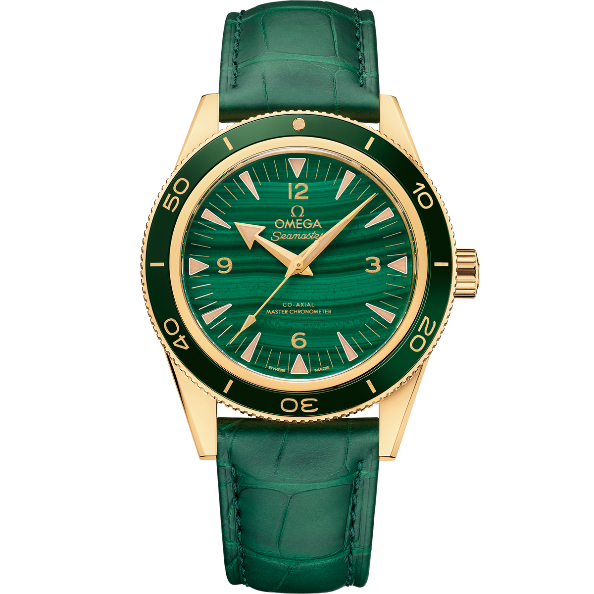 Seamaster 300 41 mm, yellow gold on leather strap - 23463412199001 - View 1