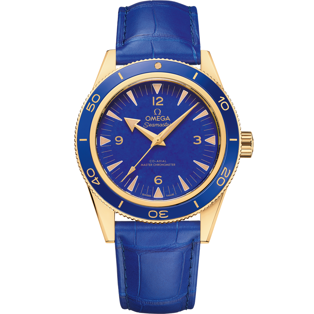 Seamaster 300 41 mm, yellow gold on leather strap - 23463412199002 - View 1