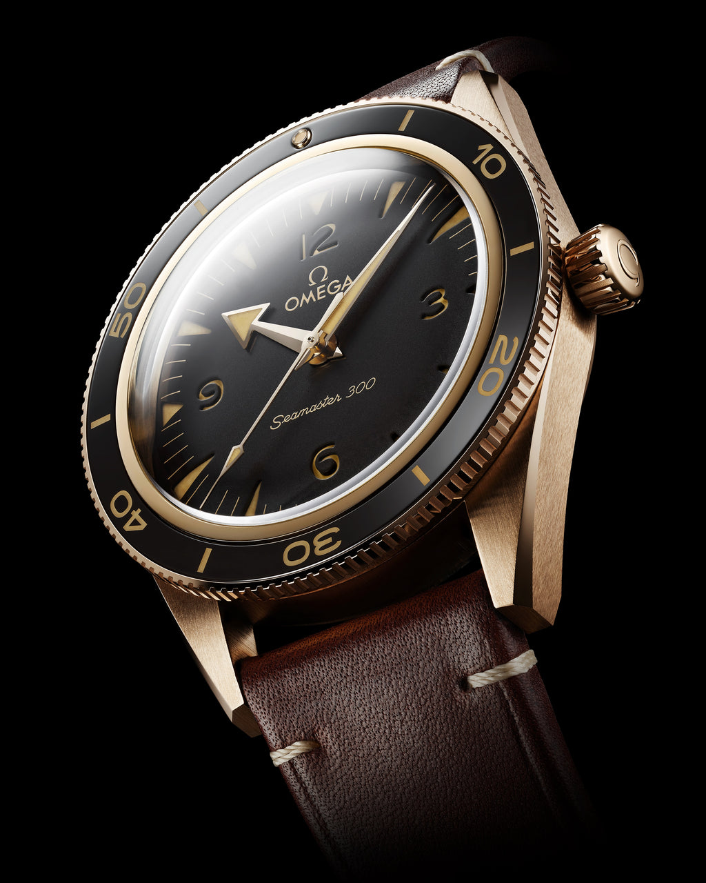 Seamaster 300 41 mm, Bronze gold on leather strap - 23492412110001 - View 5