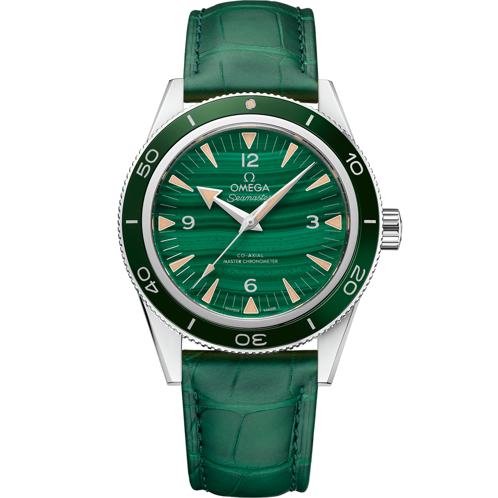 Seamaster 300 41 mm, platinum on leather strap - 23493412199001 - View 1