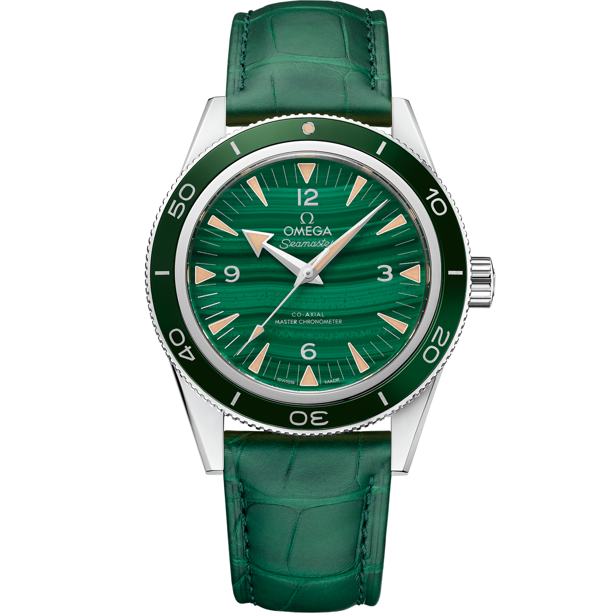 Seamaster 300 41 mm, platinum on leather strap - 23493412199001 - View 1